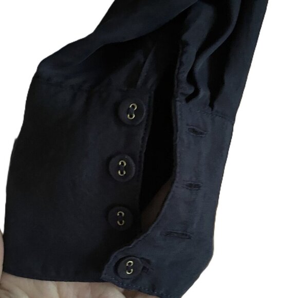 DISSH button down dark blue navy long sleeve shirt top blouse - Picture 8 of 9
